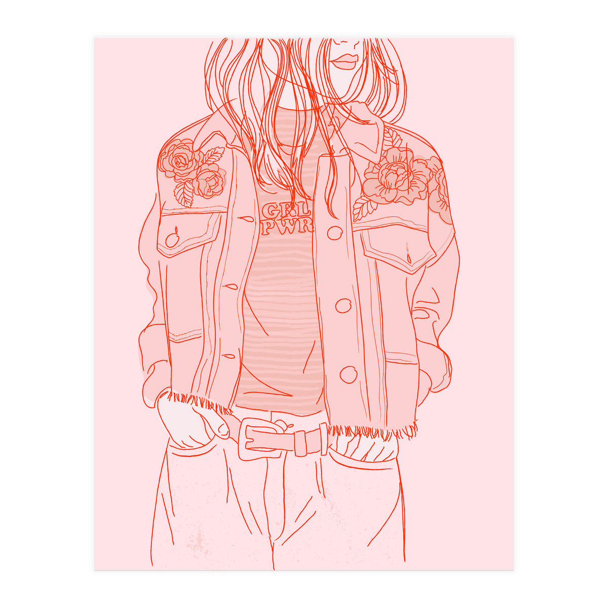 Pink Jeans Jacket  (Print Only)