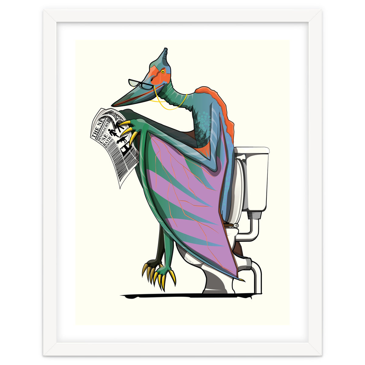 Dinosaur Pterodactyl on the Toilet, Funny Bathroom Humour