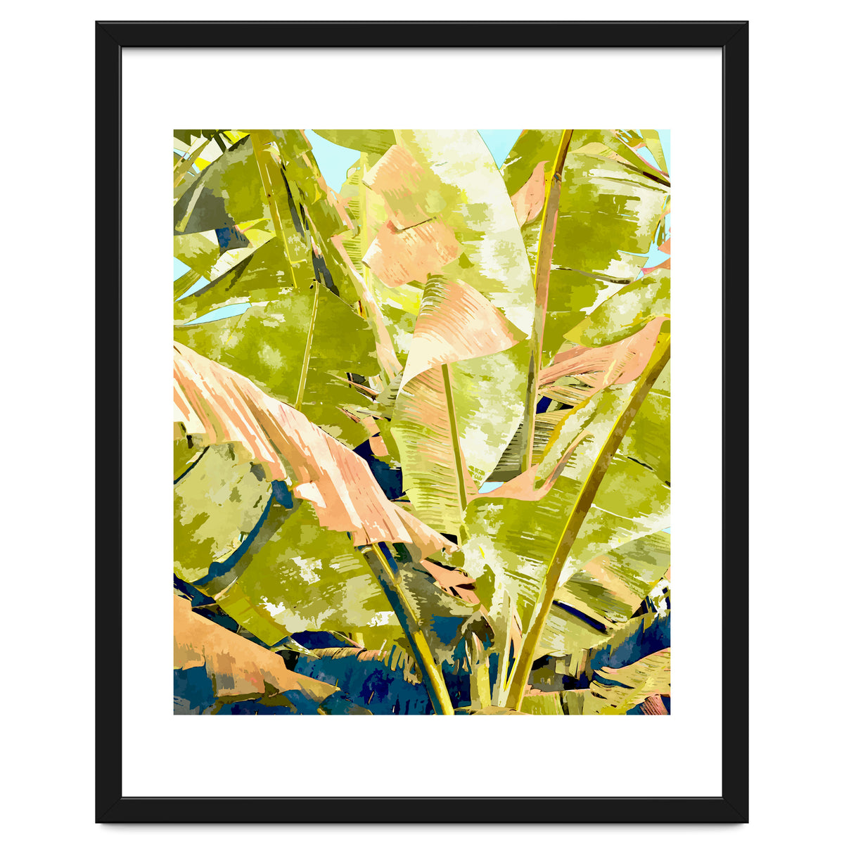 Blush Banana Tree, Tropical Banana Leaves Painting