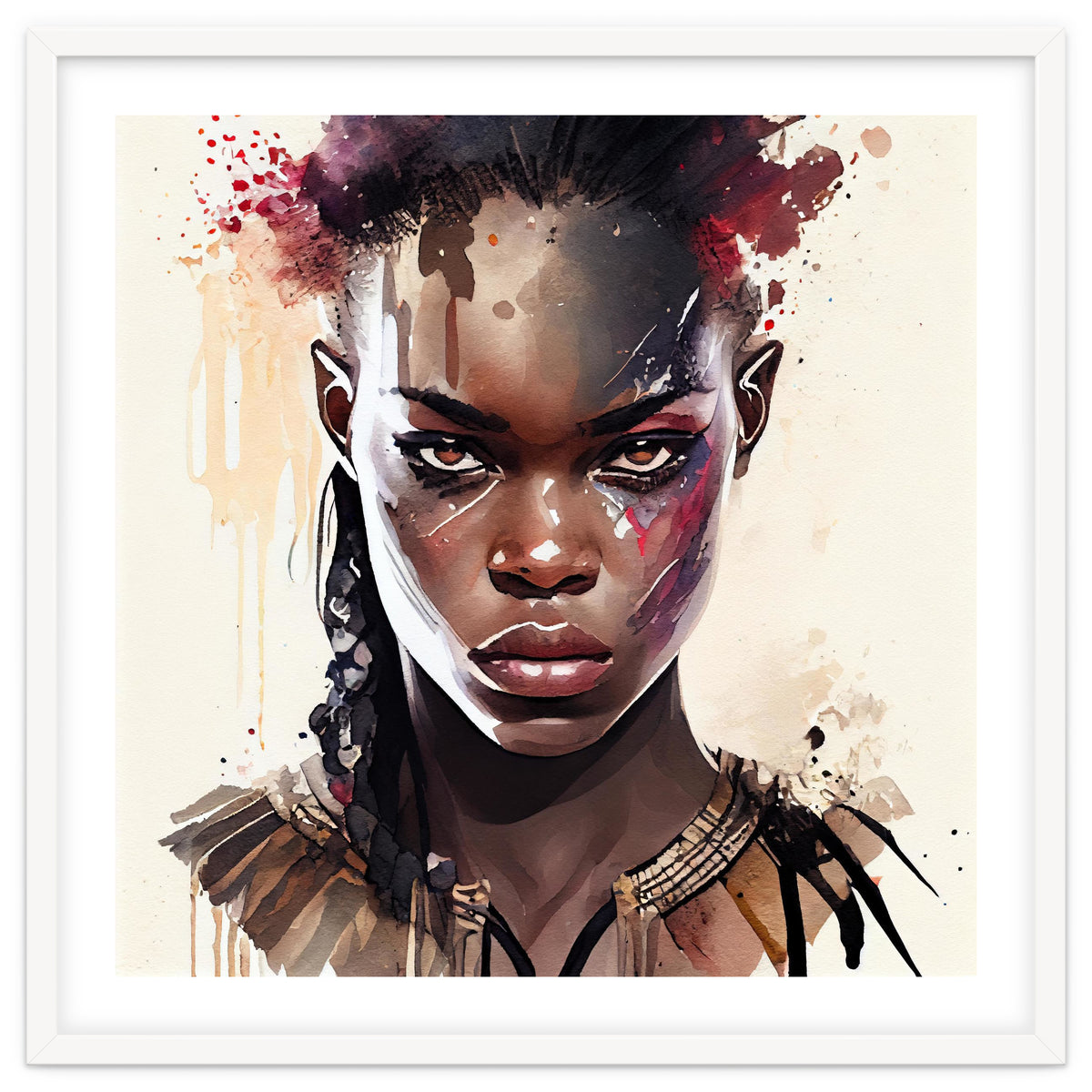 Watercolor African Warrior Woman #2