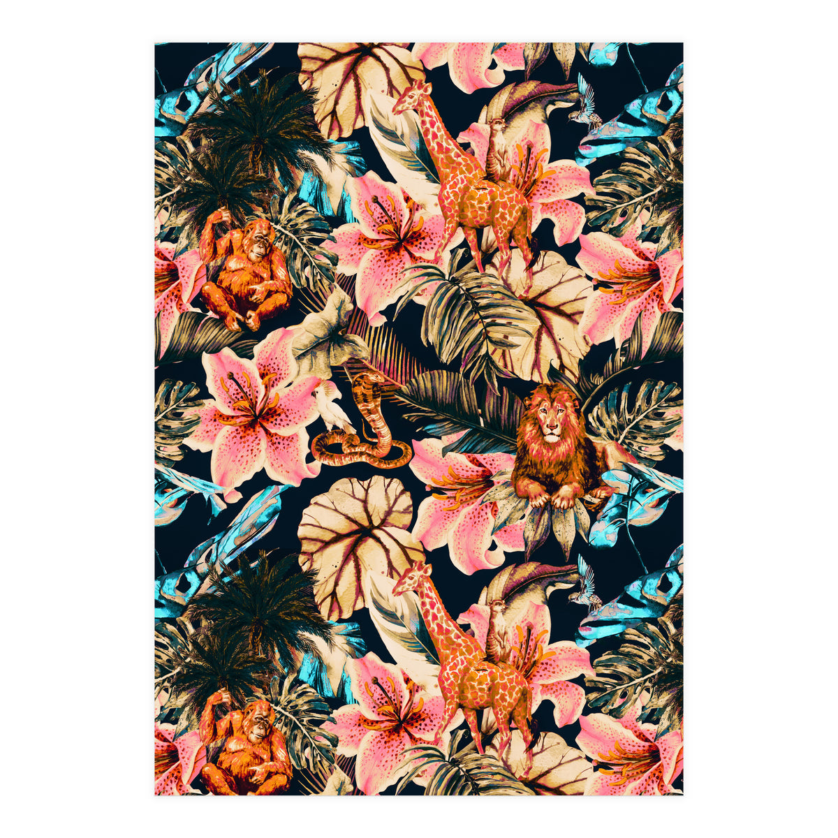 Wild animals in the dark of the jungle 02 (Print Only)