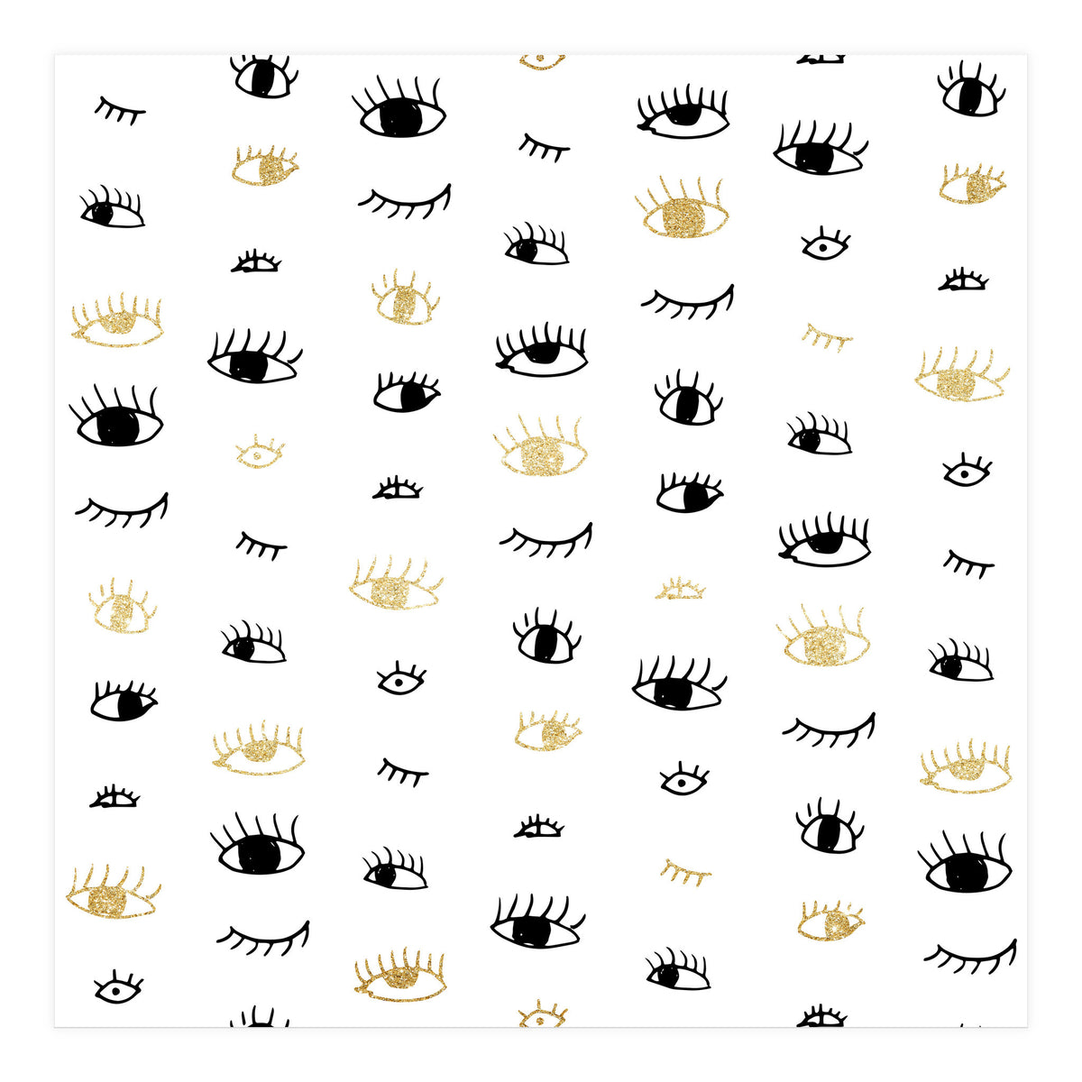 Gold and black eyes and lashes pattern (Print Only)
