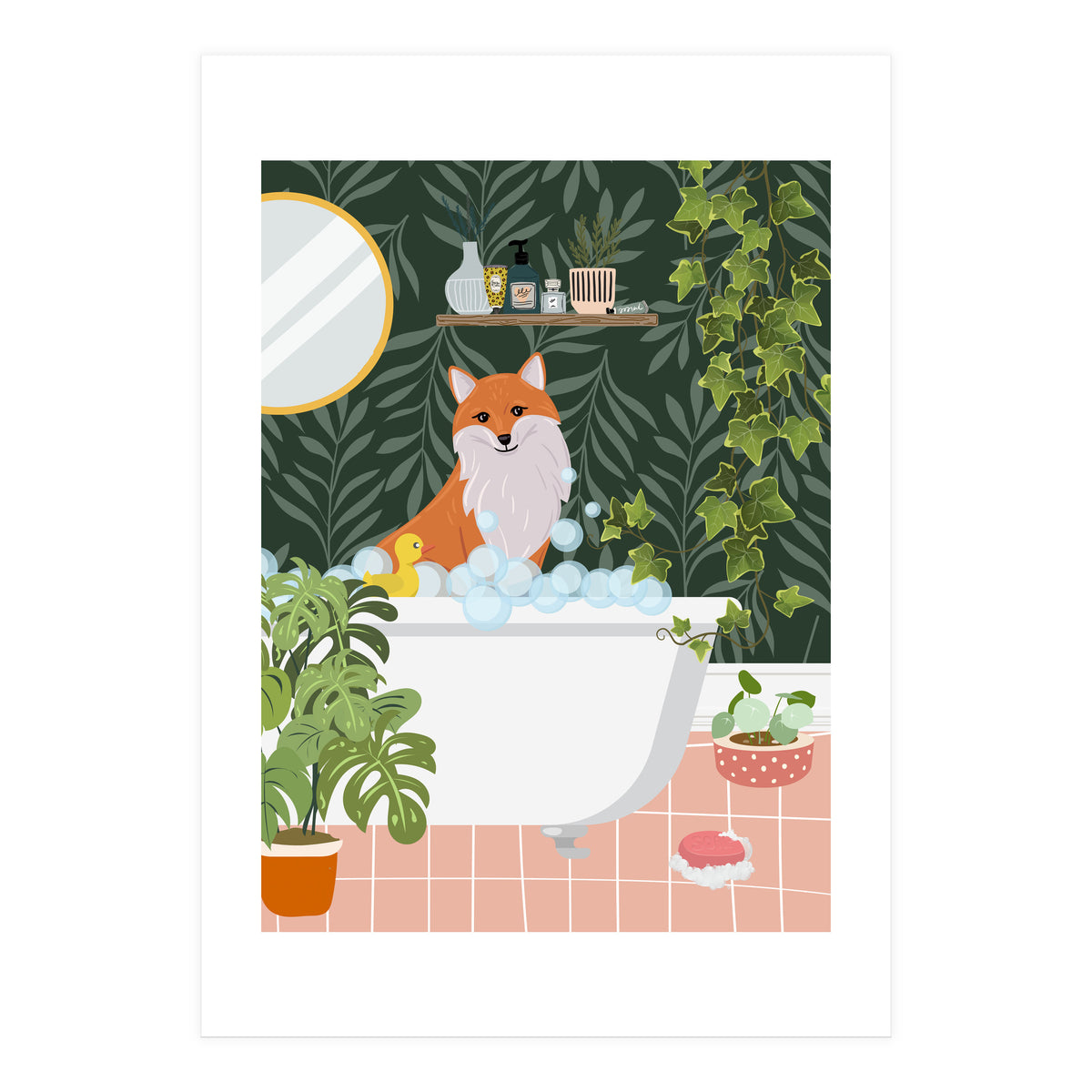 Fox Taking a Bath (Print Only)