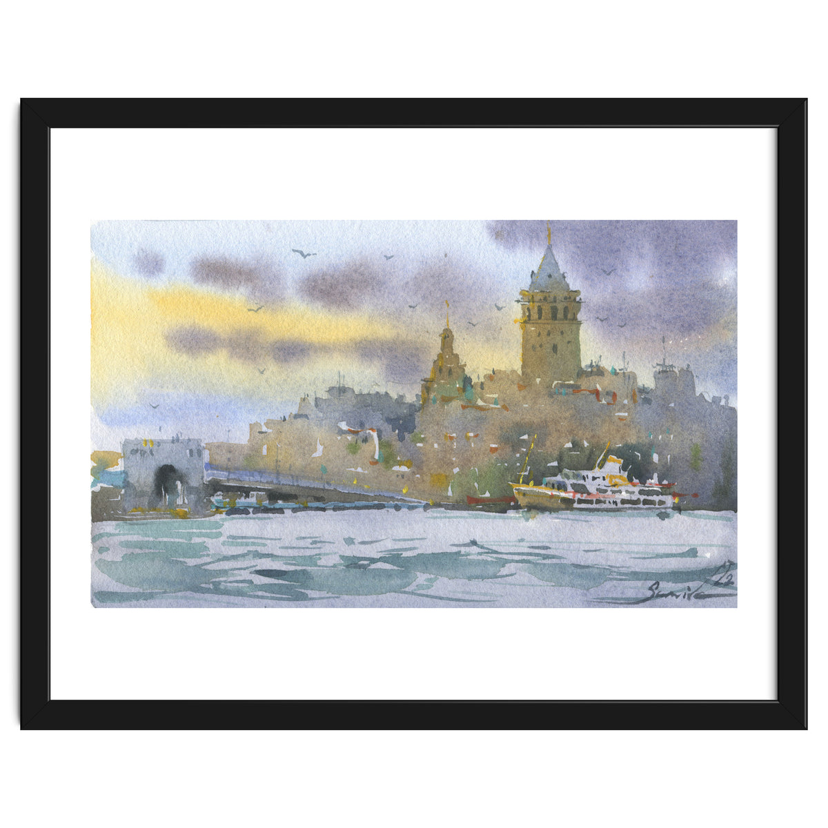 Galata Tower. Istanbul. Watercolor