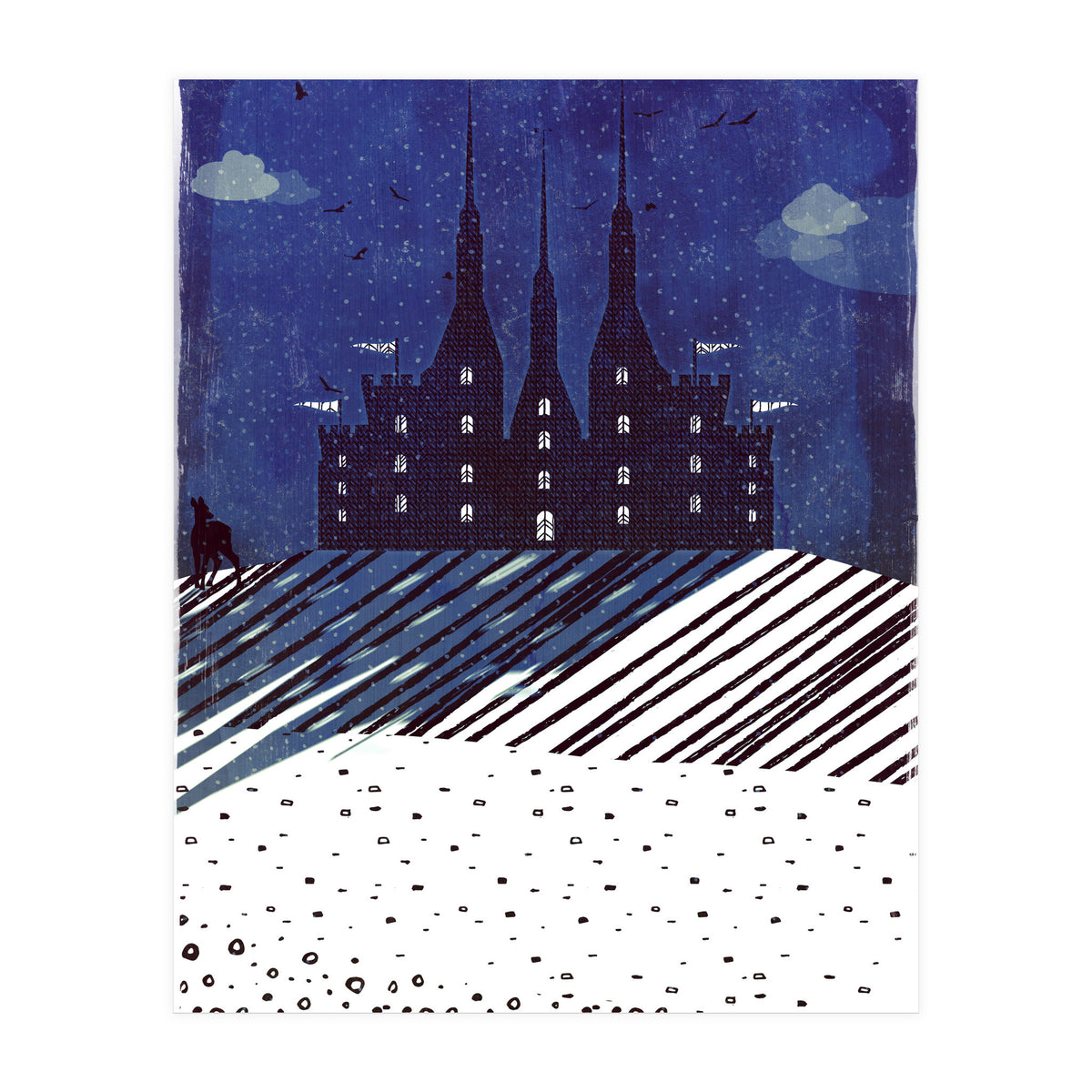 Castle on the hill at night (Print Only)