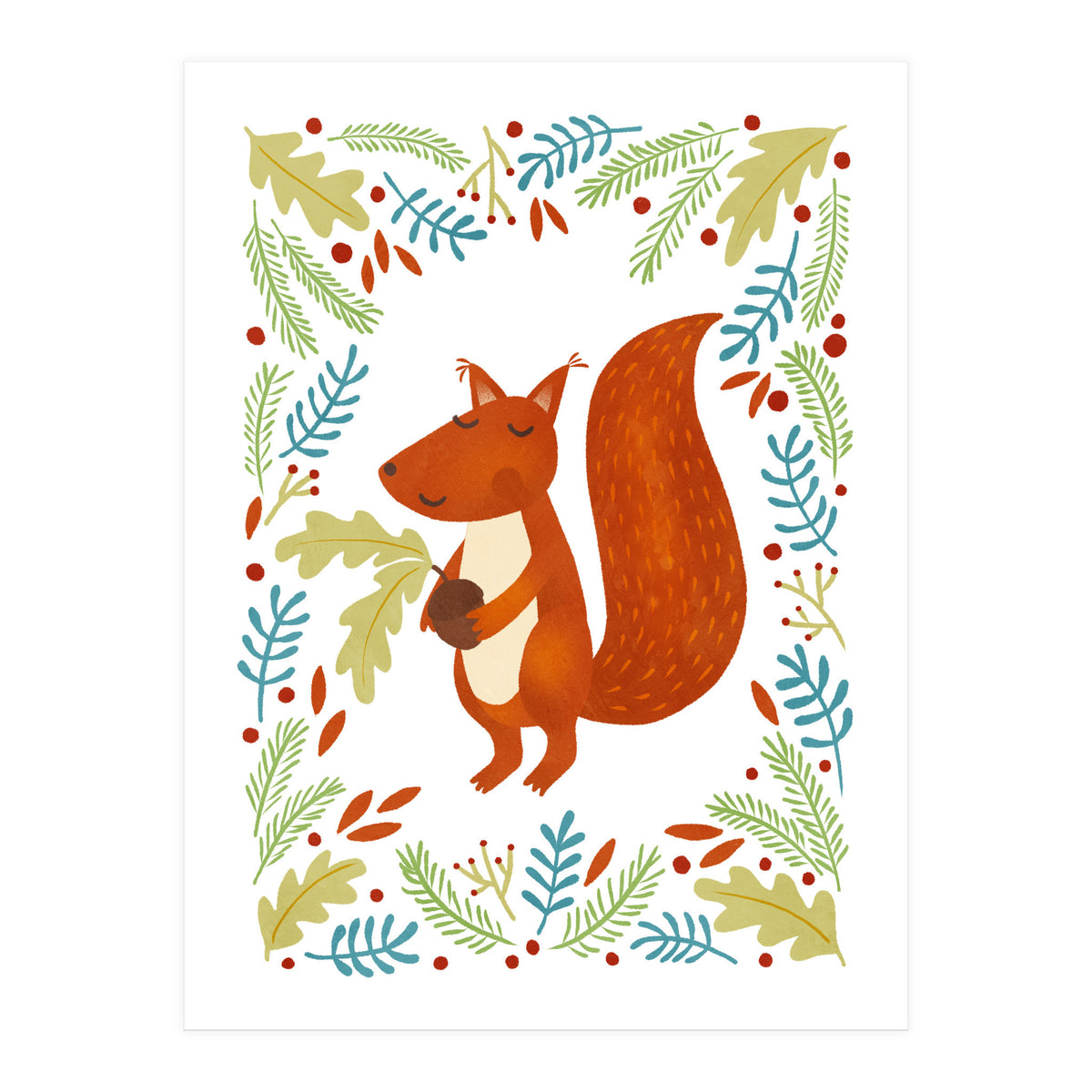 Squirrel With Acorn (Print Only)