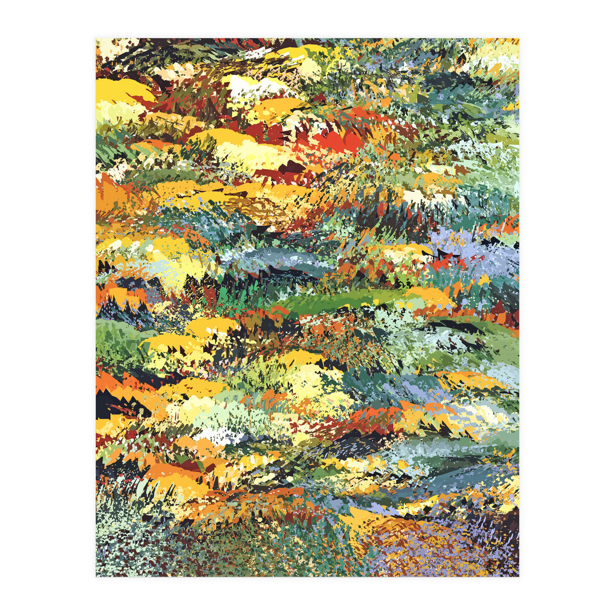 Autumn Forest, Nature Jungle Painting, Botanical Plants Abstract Illustration, Contemporary Modern Boho (Print Only)