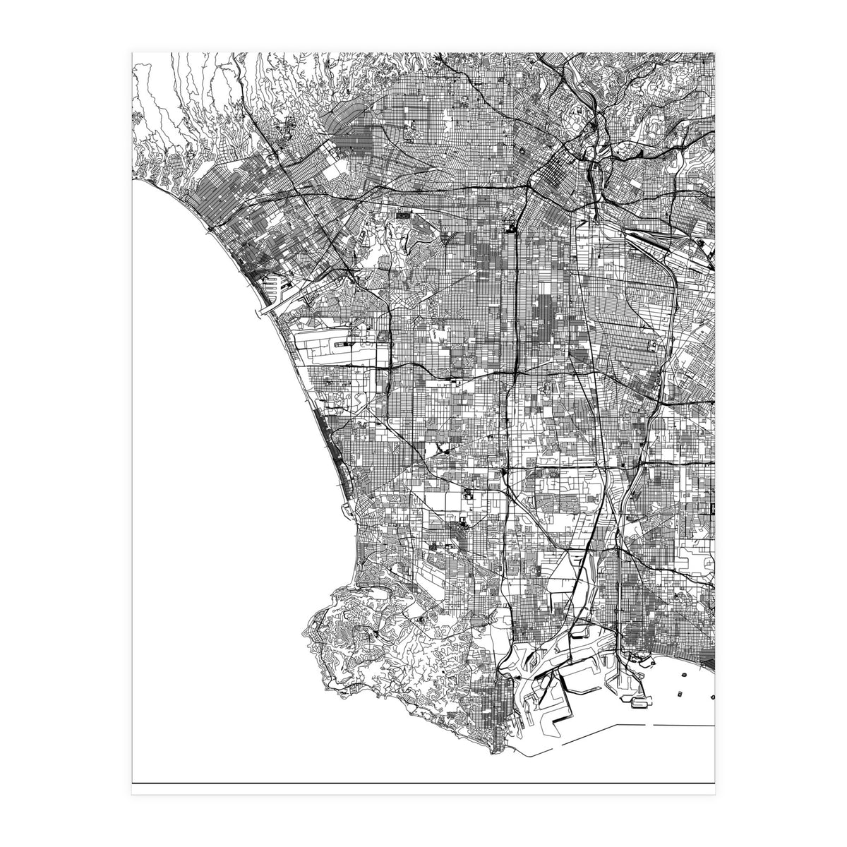 Los Angeles White Map (Print Only)