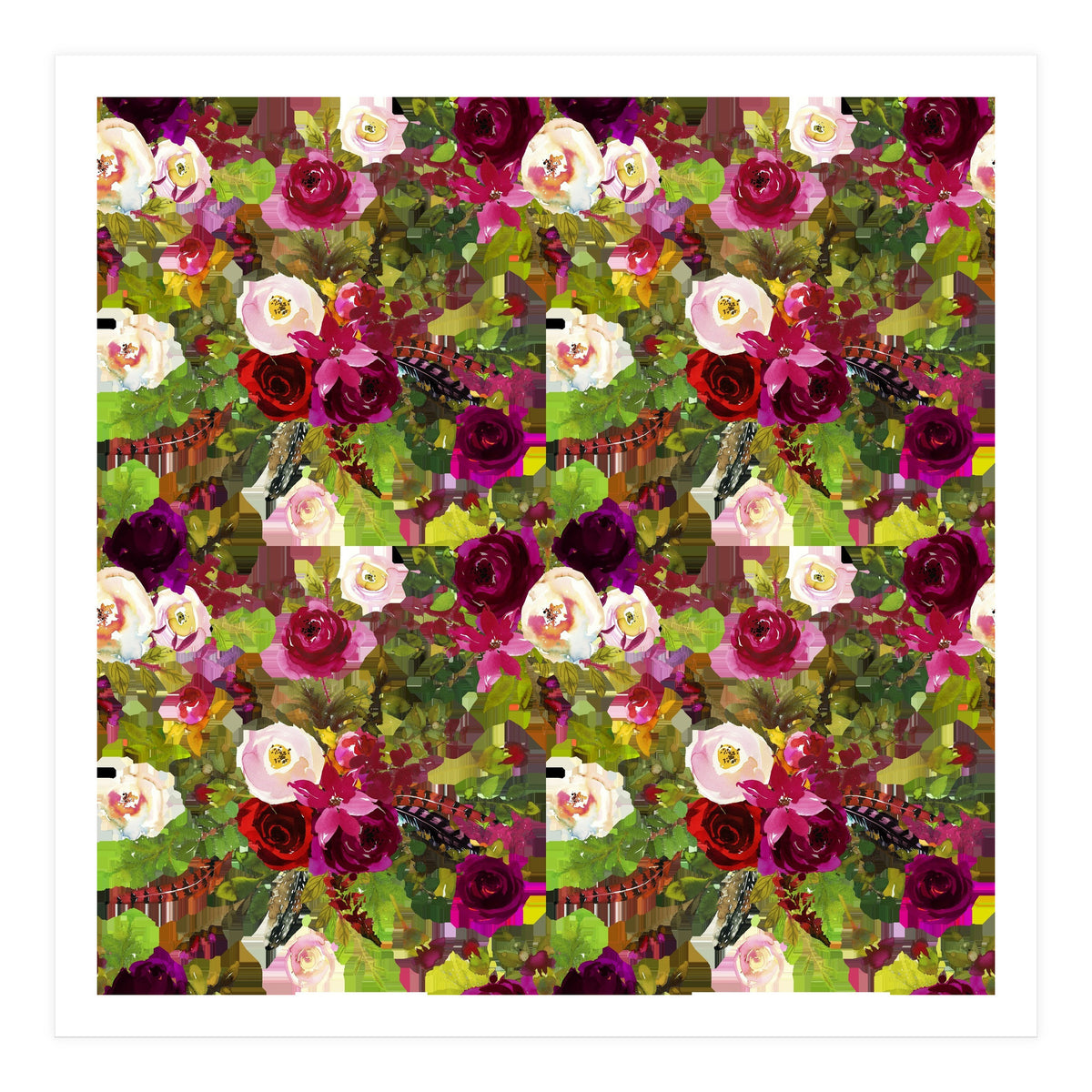 Water Colour Rose Pattern (Print Only)