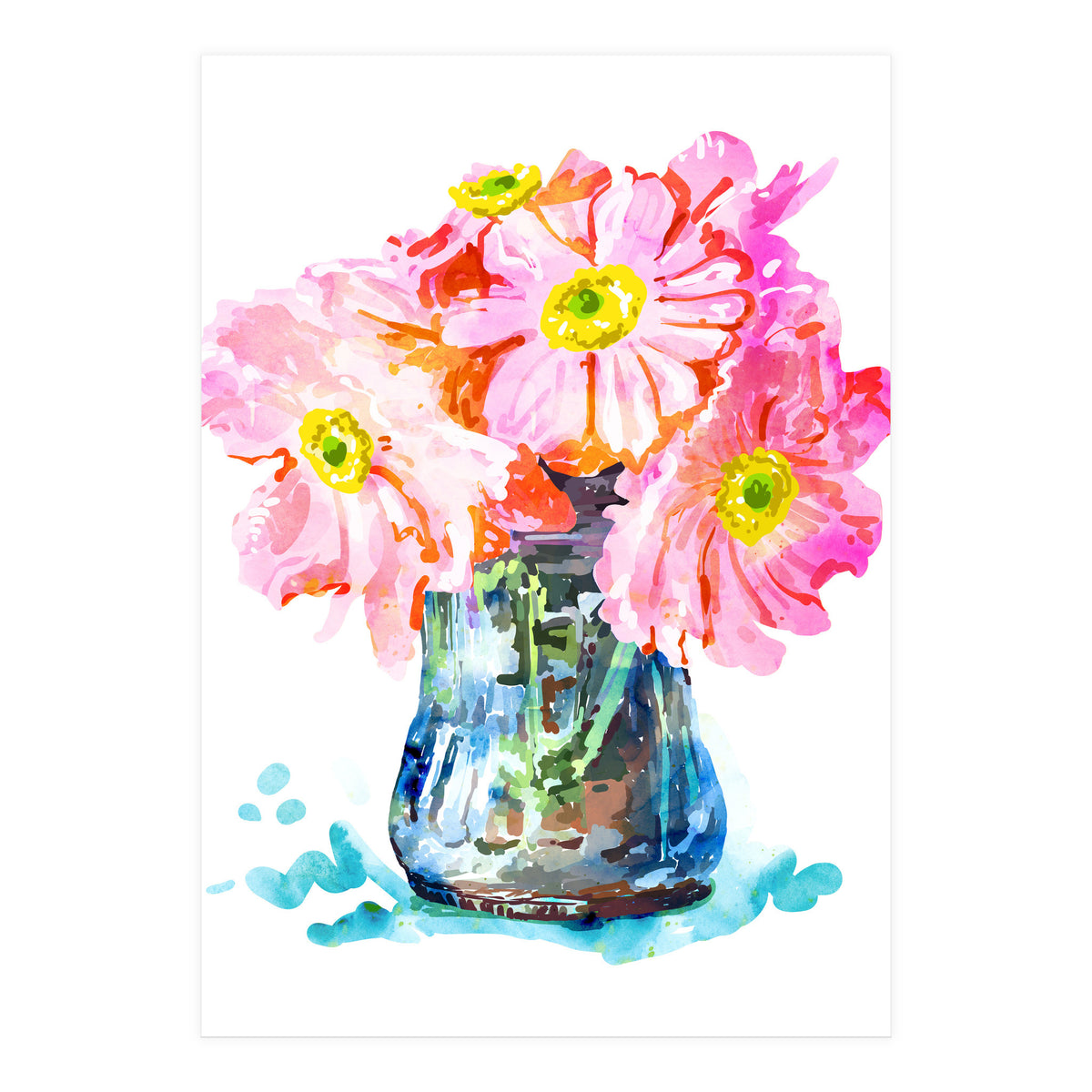 Watercolor Flower Pot (Print Only)