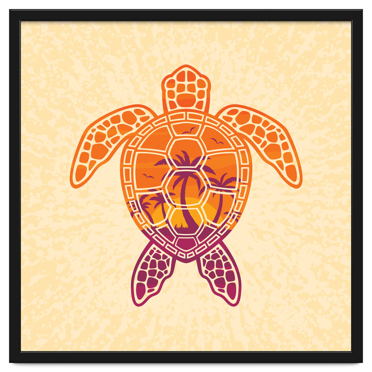 Tropical Sunset Sea Turtle Design