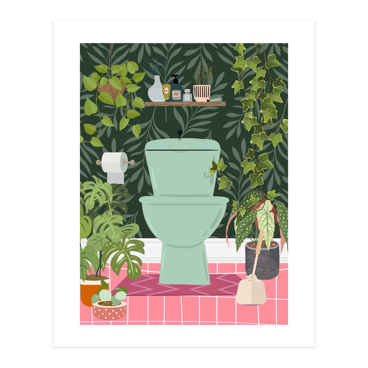 Botanical Loo in Tropical Bathroom (Print Only)