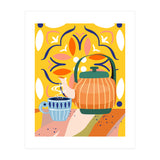 Pumpkin Spice Latte | Tea Chai Kettle & Cup | Modern Bohemian Colorful India | Eclectic Culture (Print Only) thumbnail