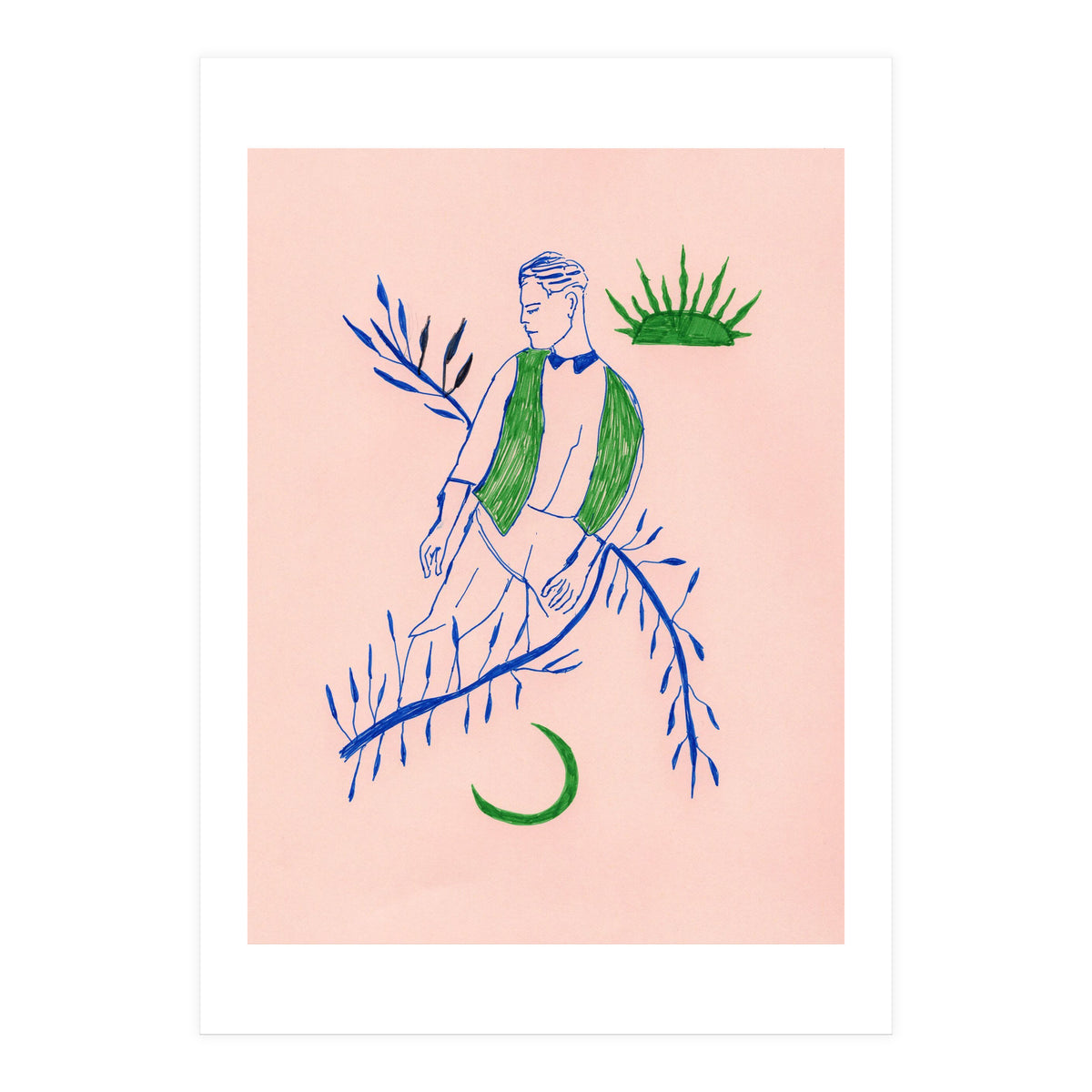 Green boy Midcentury (Print Only)