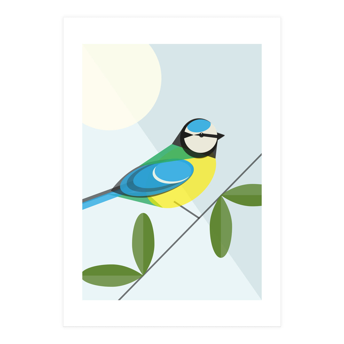 Mid Century Geometric Blue Tit (Print Only)