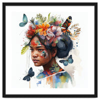 Watercolor Floral Indonesian Native Woman #2