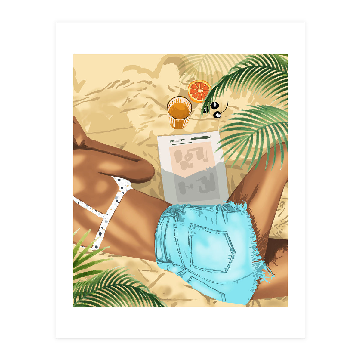 Keep Palm & Carry On Wall Art | Tropical Beach Bikini Fashion Travel Chai (Print Only)