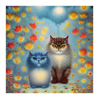 Two Paws Think Alike - Cat Couple in Autumn (Print Only)