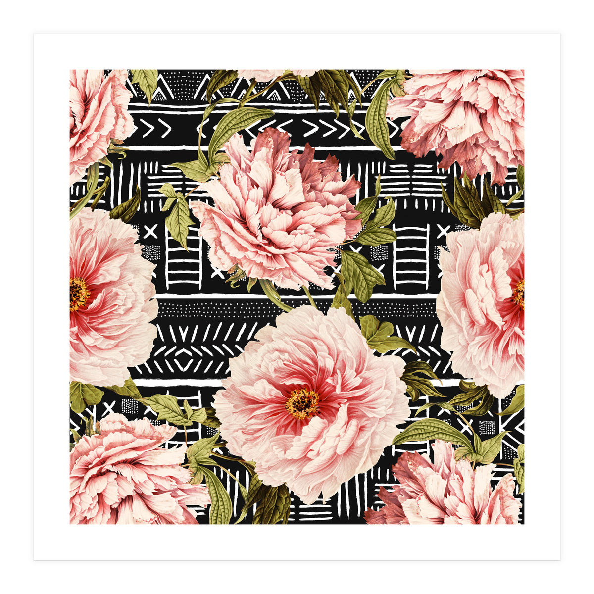 Flowering pink on drawn lines (Print Only)