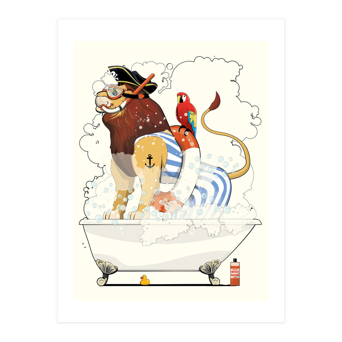 Lion in the Bath, Funny Bathroom Humour (Print Only)