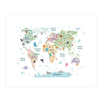 Pastel Animal World Map  (Print Only)