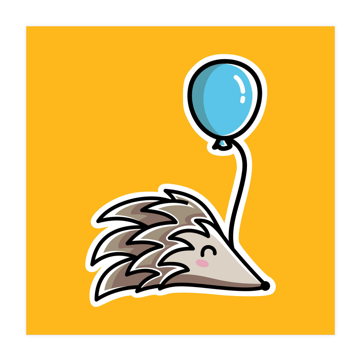 Kawaii Cute Hedgehog With Balloon (Print Only)