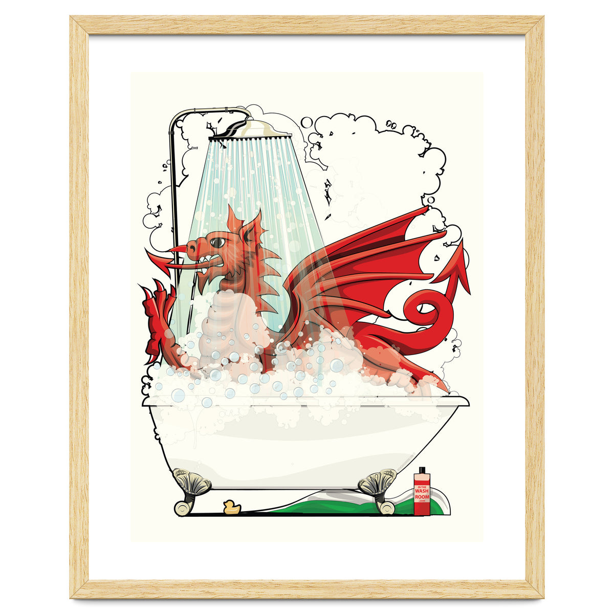 Welsh Dragon in the Bath, Funny Bathroom Humour, Wales, Britain, United Kingdom