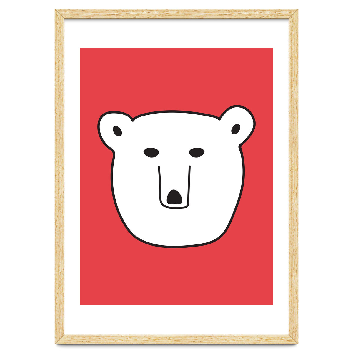 Polar Bear Portrait On a Red Background