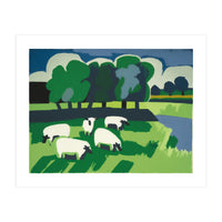 Sheep In A Field Impressionist Landscape (Print Only)