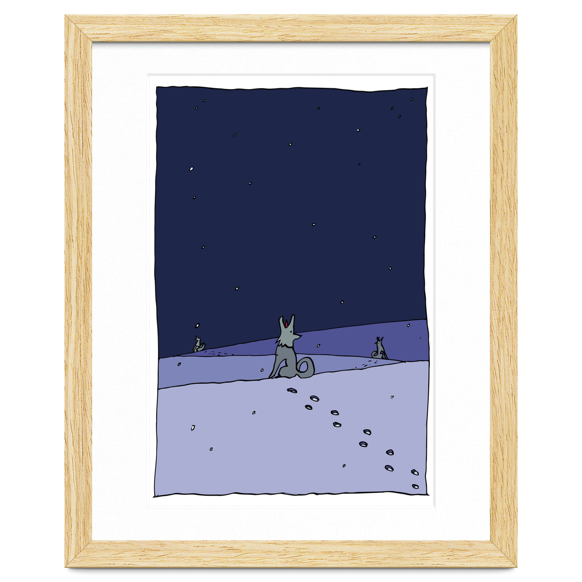 Dogs in Winter Night