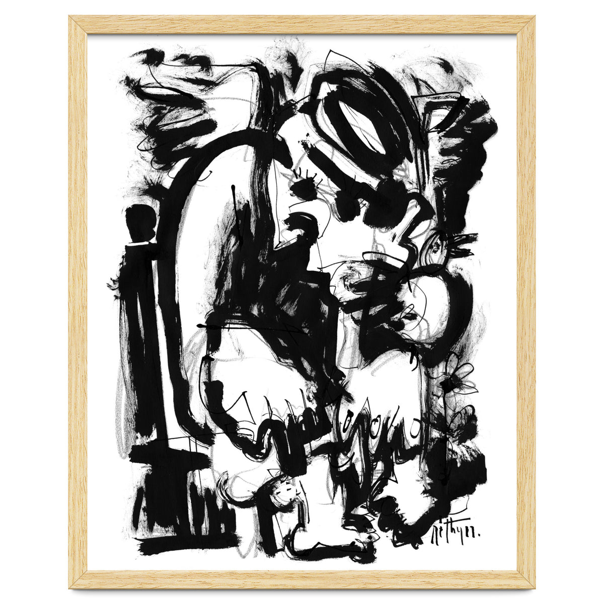 Saint With Bird - b&w