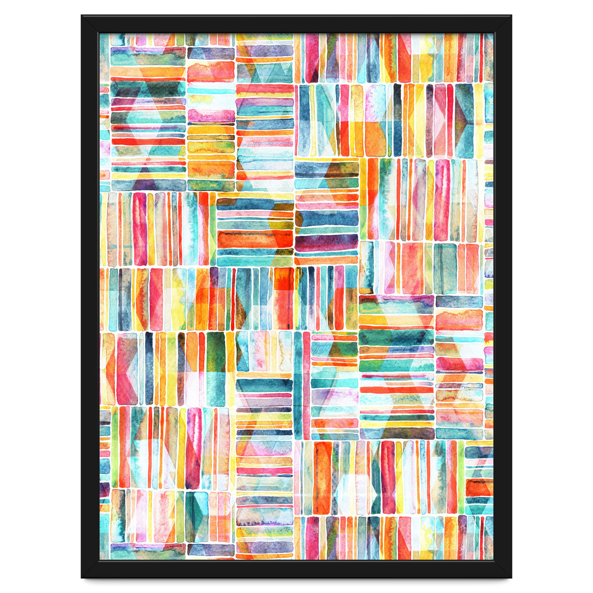 Summer Pastel Geometric and Striped Abstract on white
