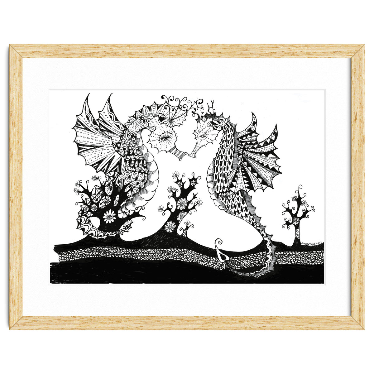 Seahorse Dragons Love Illustration