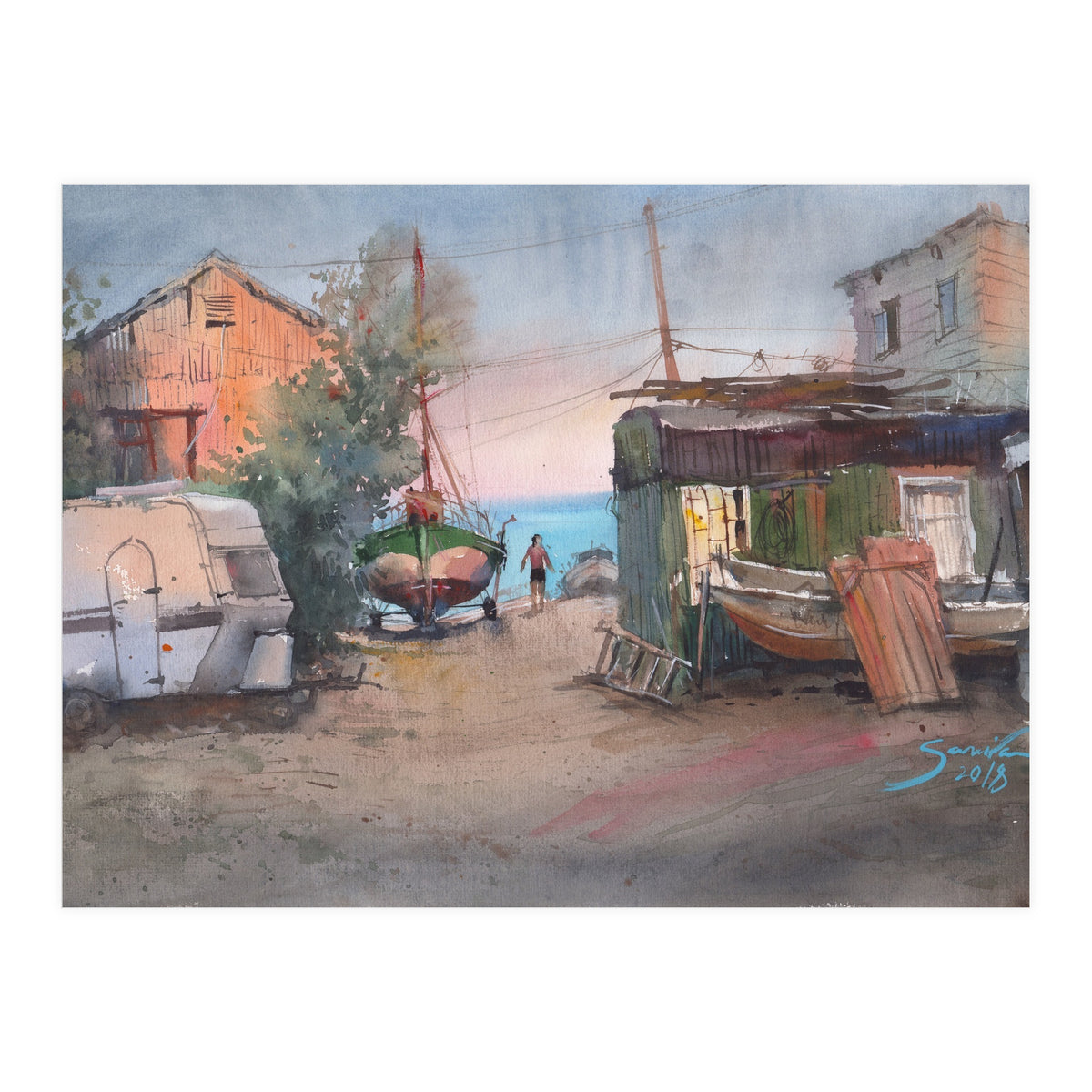 Sunrise on the beach  (Print Only)
