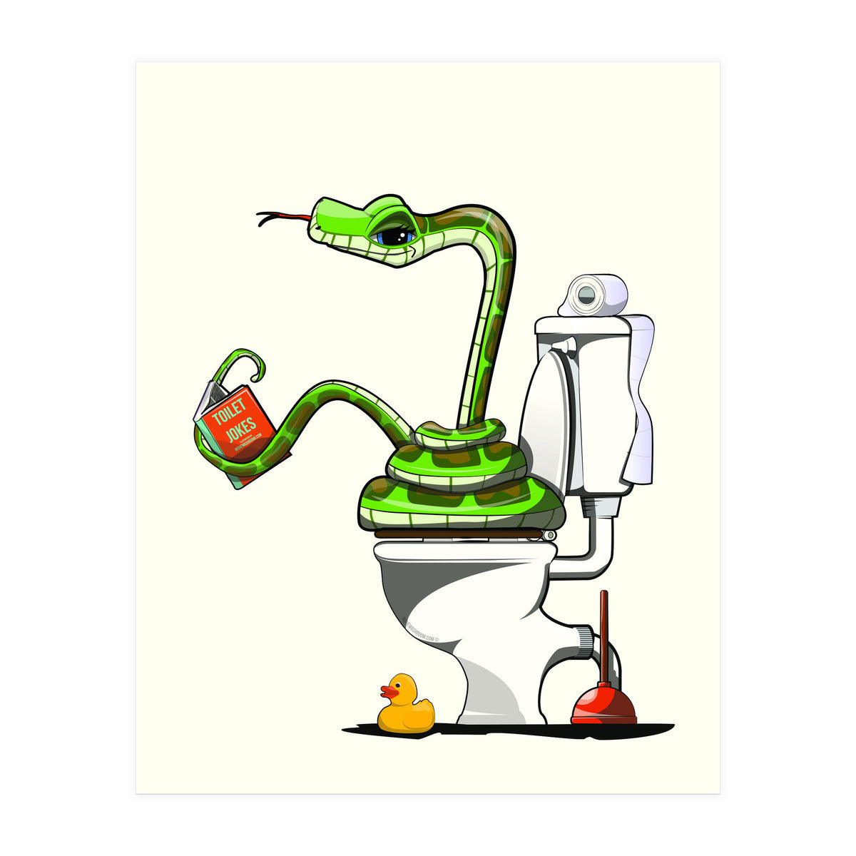 Snake on the Toilet, funny Bathroom humour (Print Only)