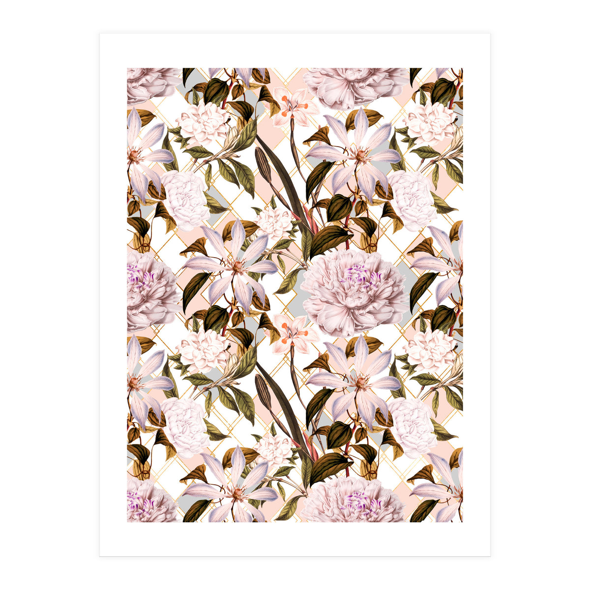 Pink flowering in geometric (Print Only)