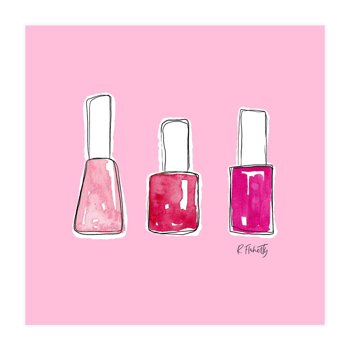 Nail Polish Watercolour | Pink (Print Only)