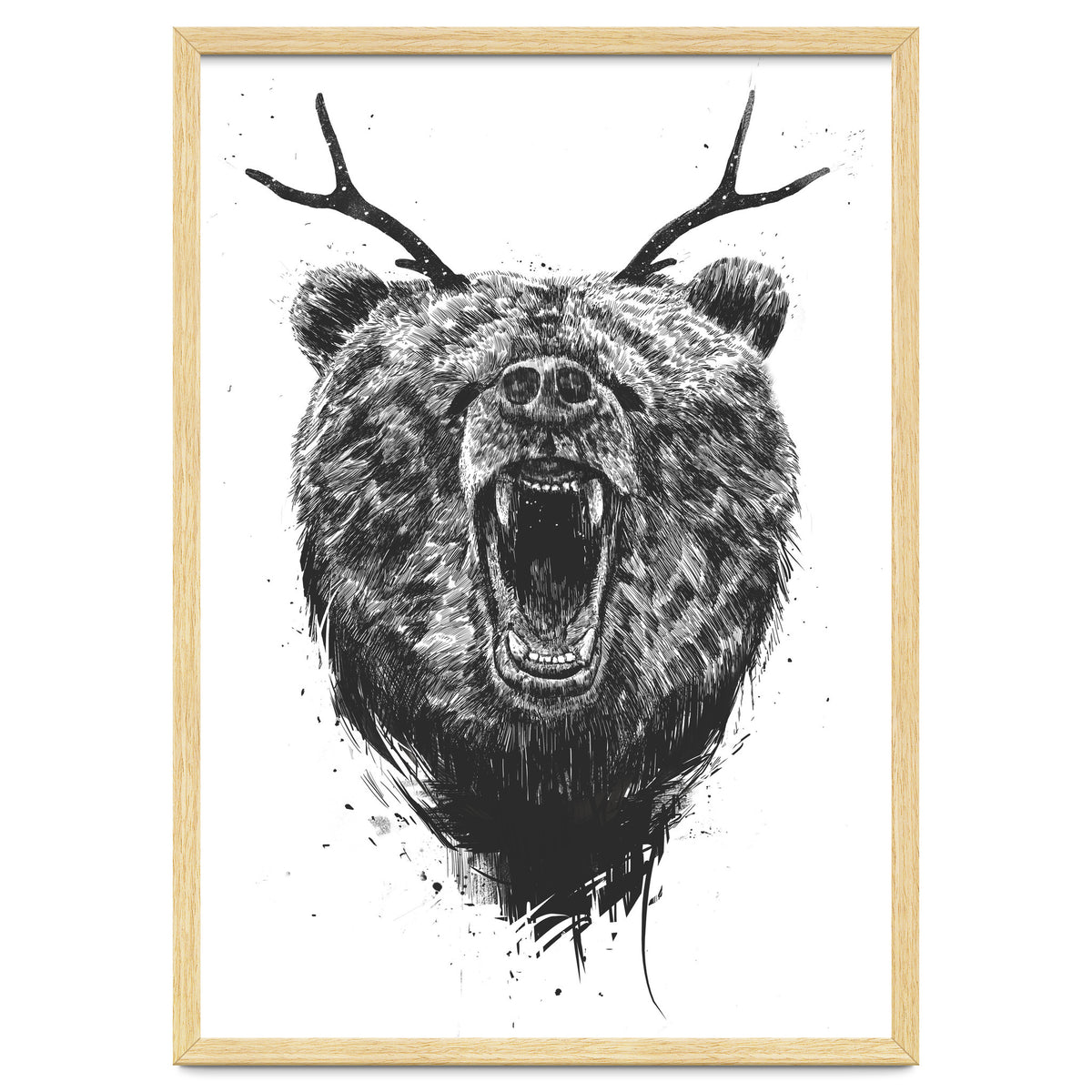 Angry Bear With Antlers