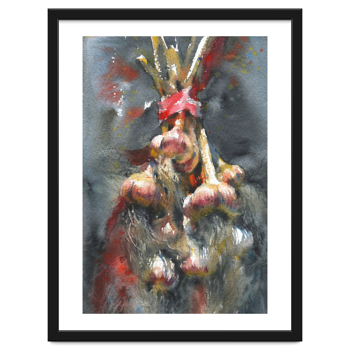 Garlic. Still-life  watercolor painting