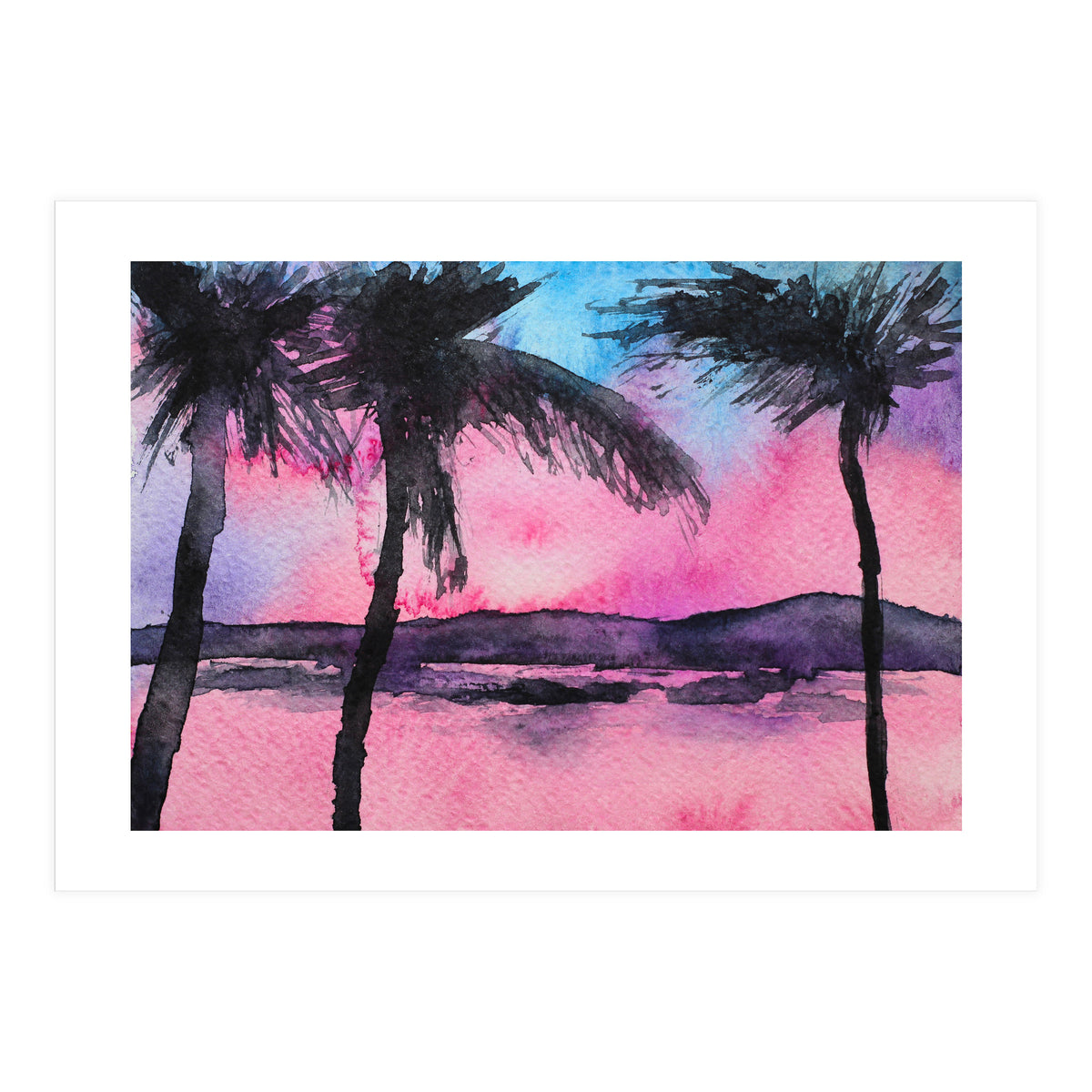 Tropical sunset || watercolor (Print Only)