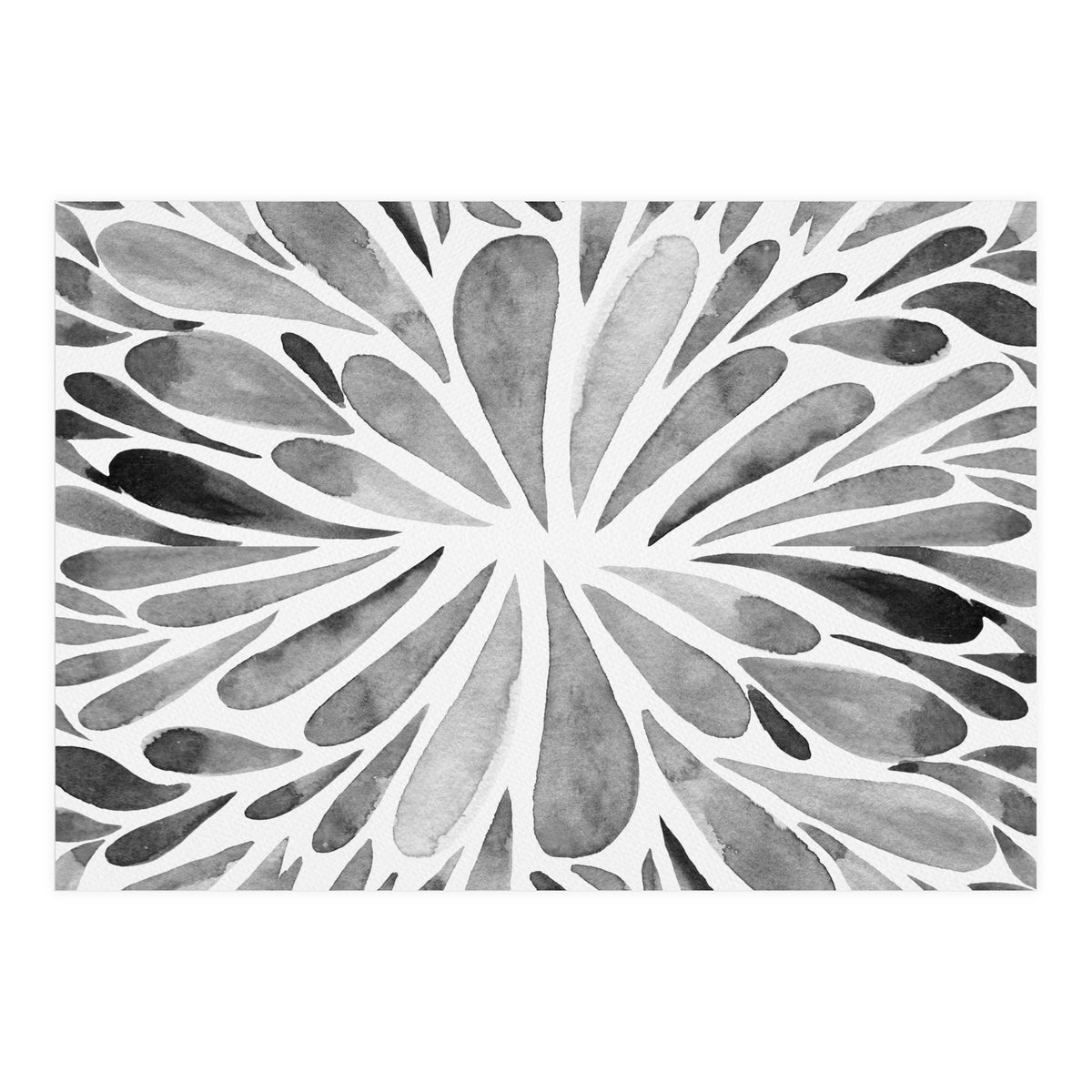 Retro abstract floral - black and white (Print Only)
