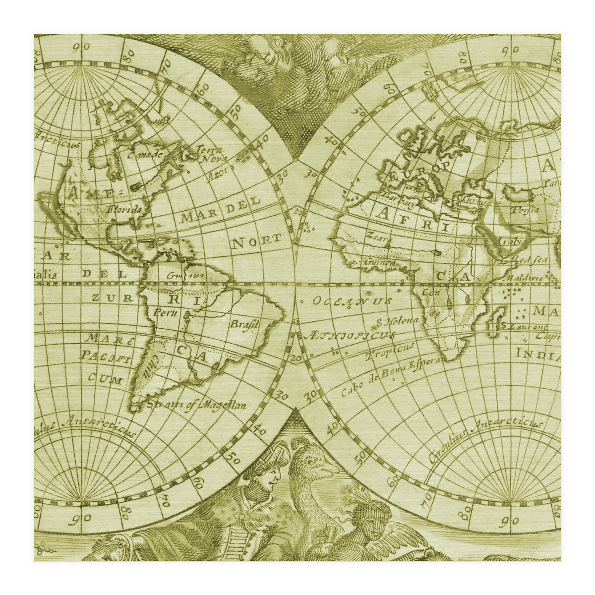 Vintage Mapa Mundi (Print Only)
