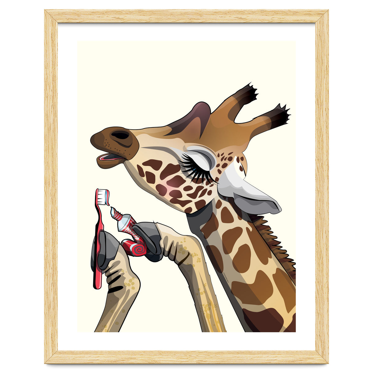 Giraffe Brushing Teeth, Funny Bathroom Humour