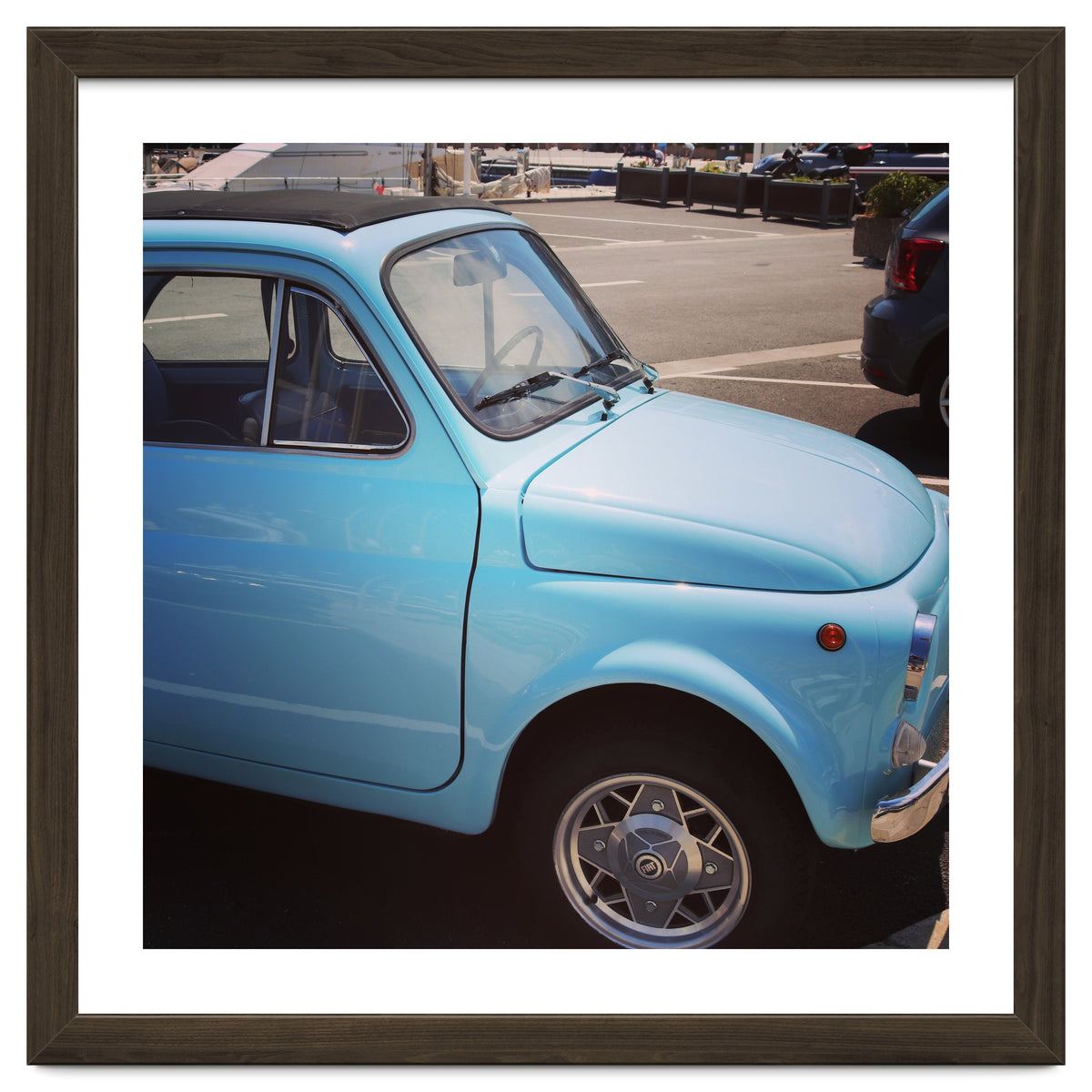 Pale blue Fiat 500
