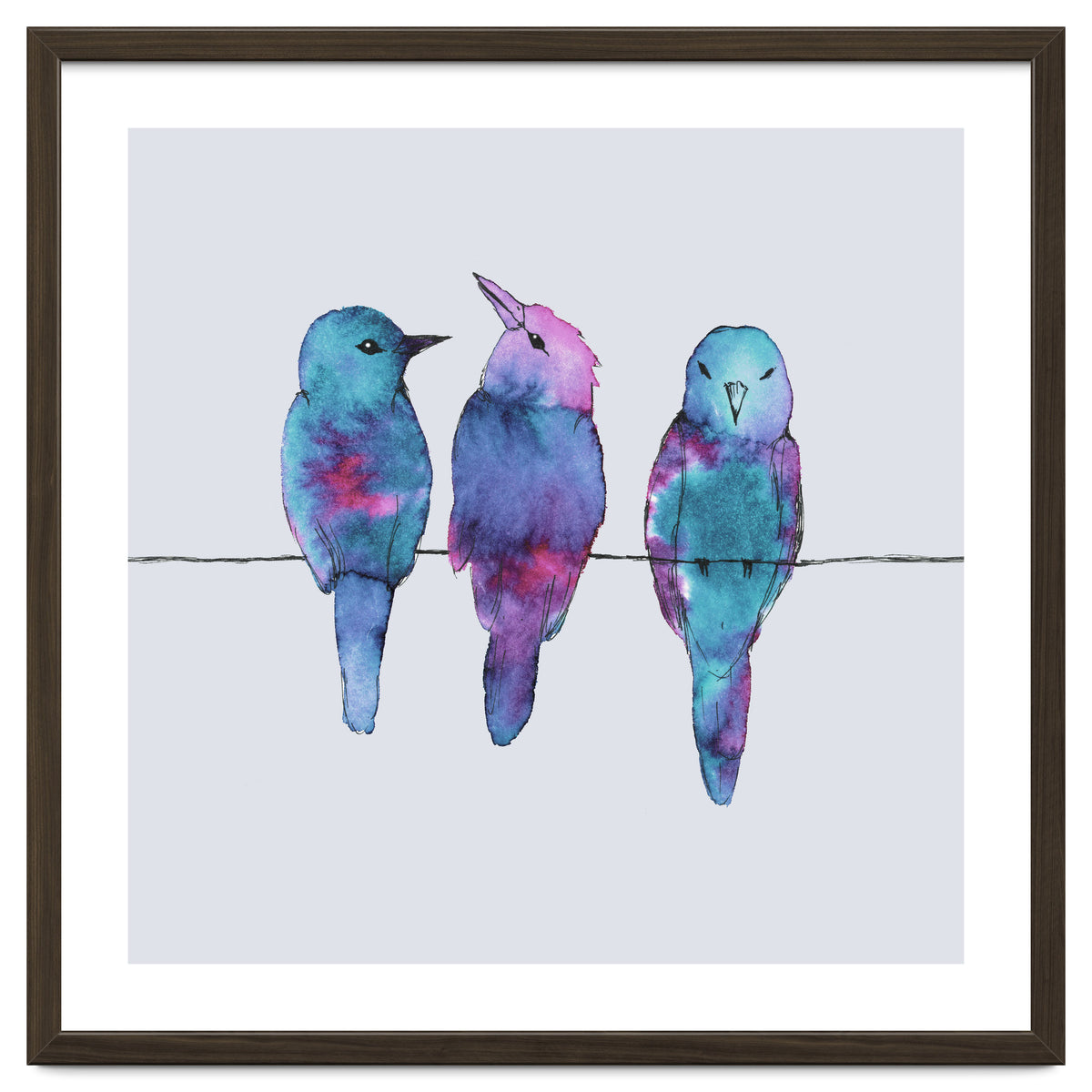 Three birds on a wire