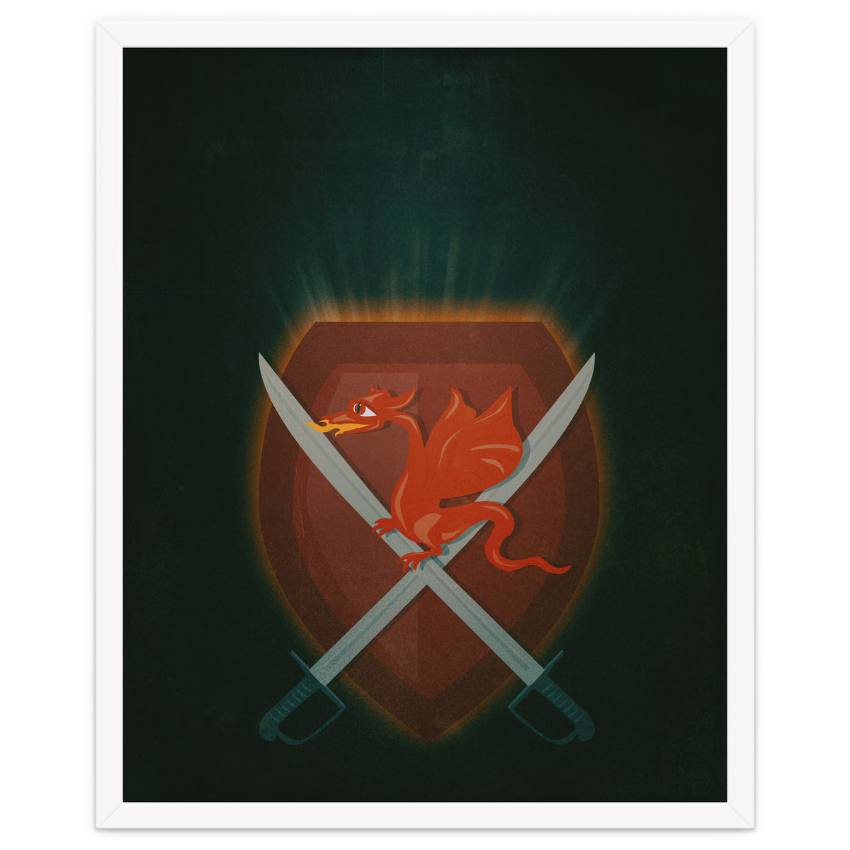 Heraldic dragon and cutlasses