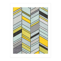 Colorful Concrete Chevron Pattern - Yellow, Blue, Grey (Print Only)