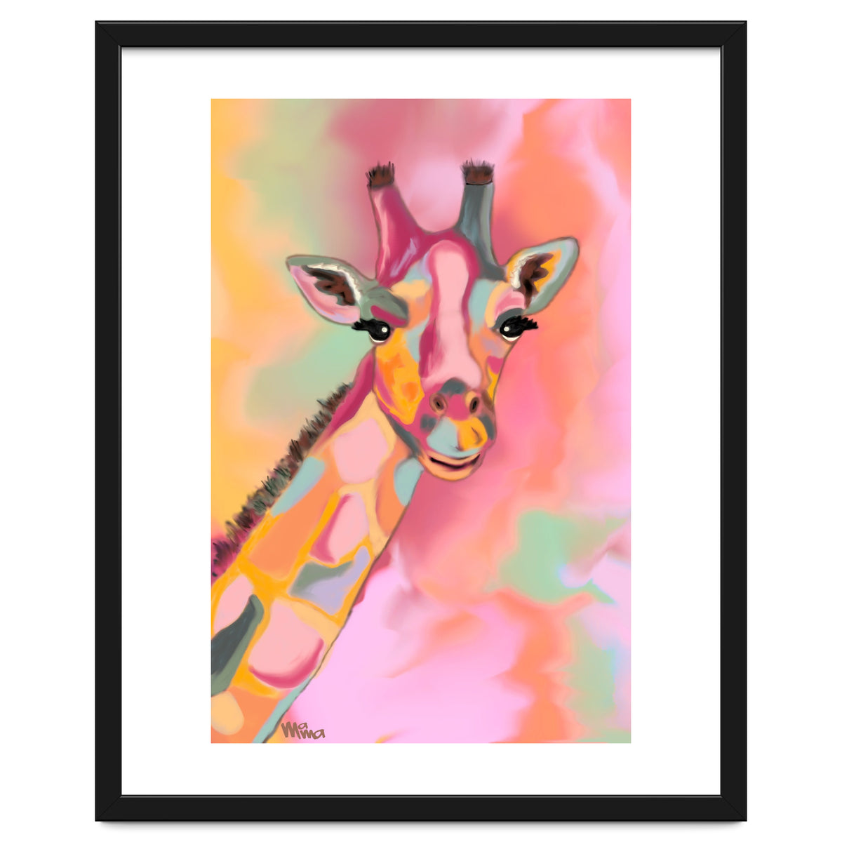 Giraffe Reaching the Rainbow