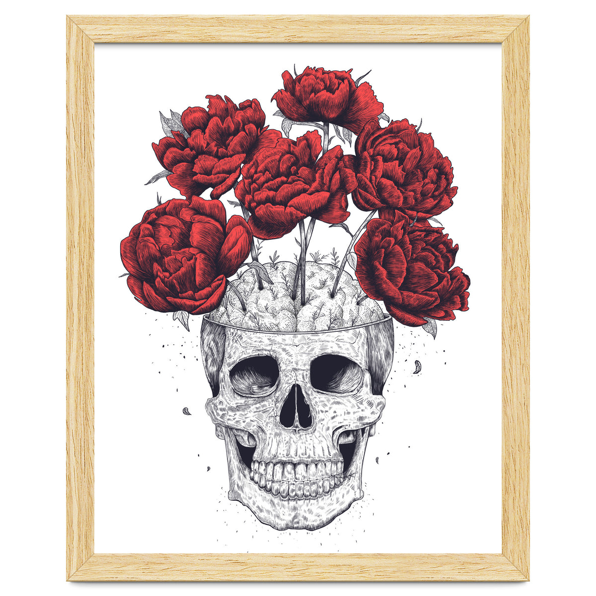 Skull With Peonies