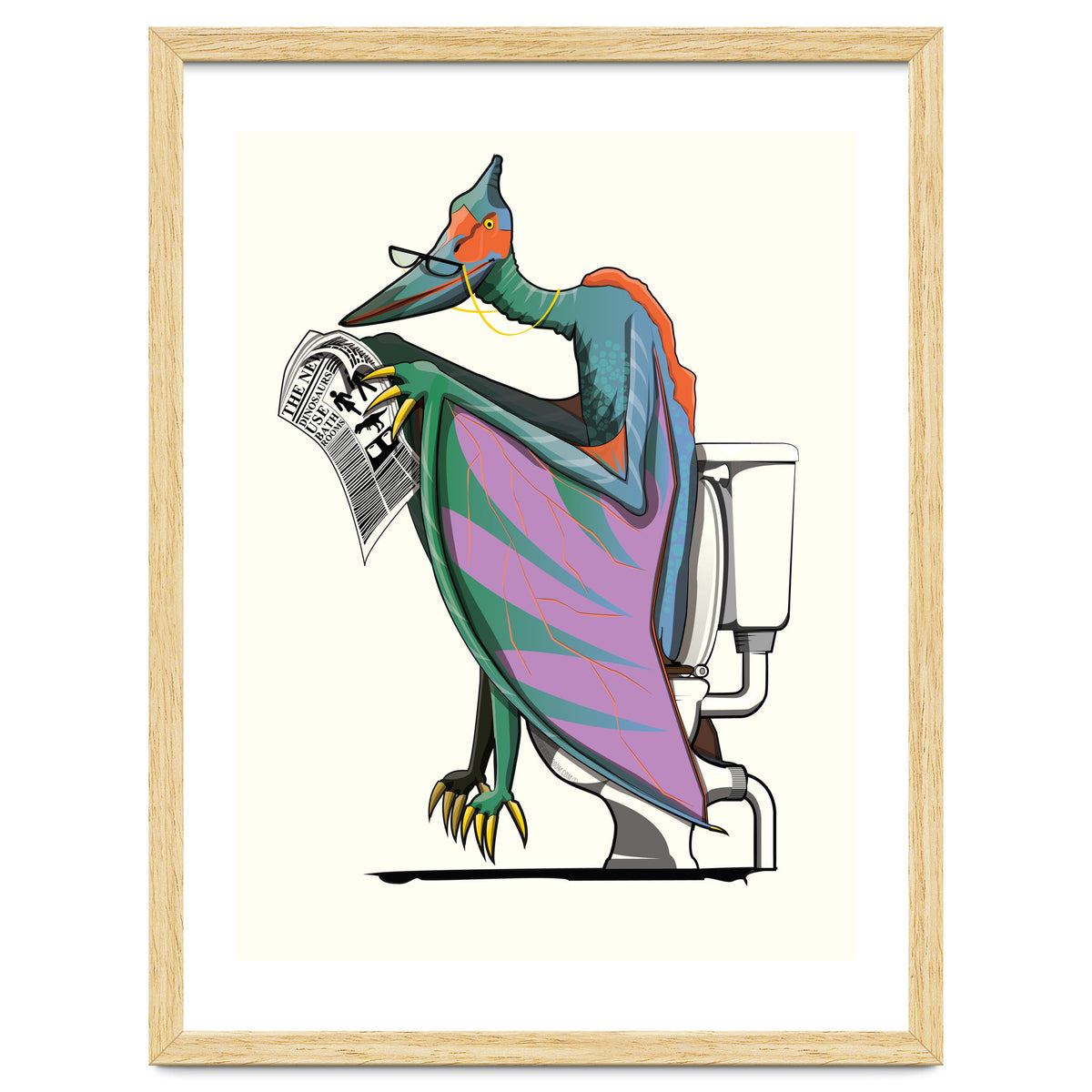 Dinosaur Pterodactyl on the Toilet, Funny Bathroom Humour